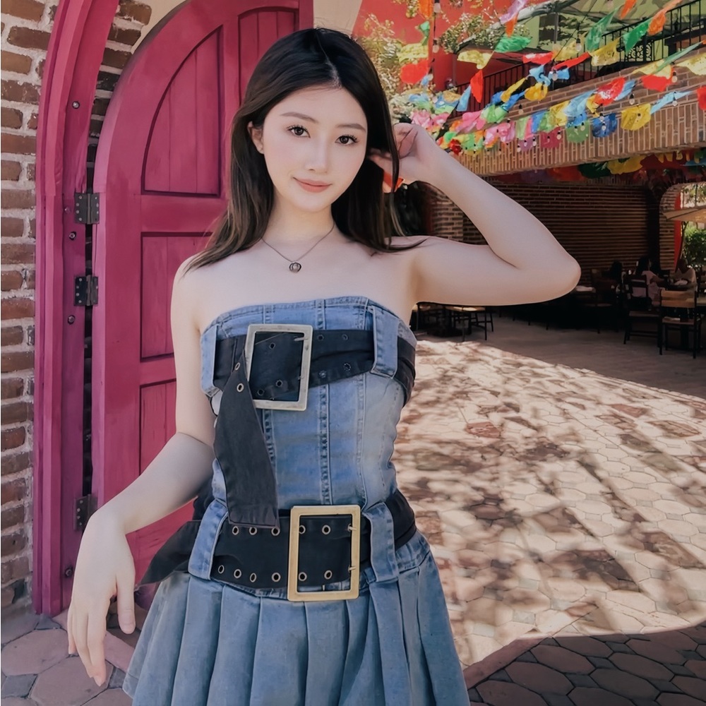 Jaded London dress Chelsea Denim Kilt Mini Dress